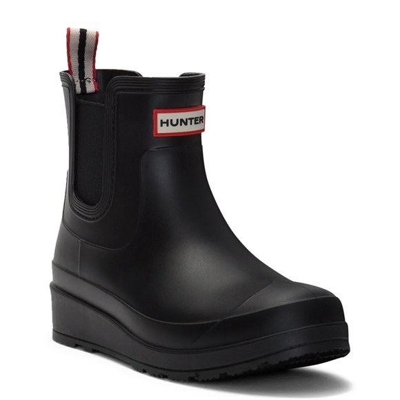 Hunter Women's Tabitha Short Waterproof Chelsea Rain Boot, Black, 8 Medium - Picture 1 of 1